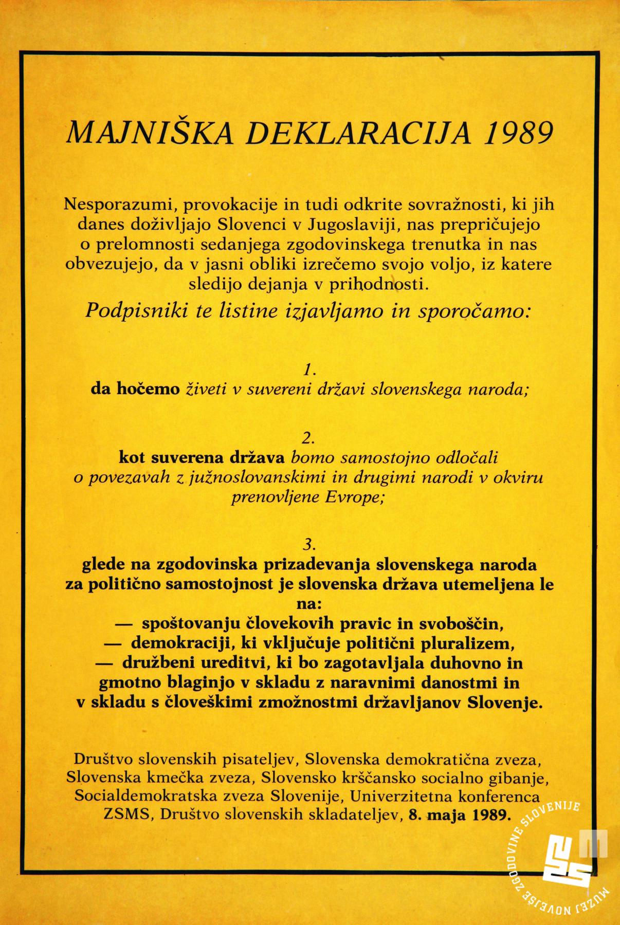 Majniška deklaracija 1989, priponka 3571