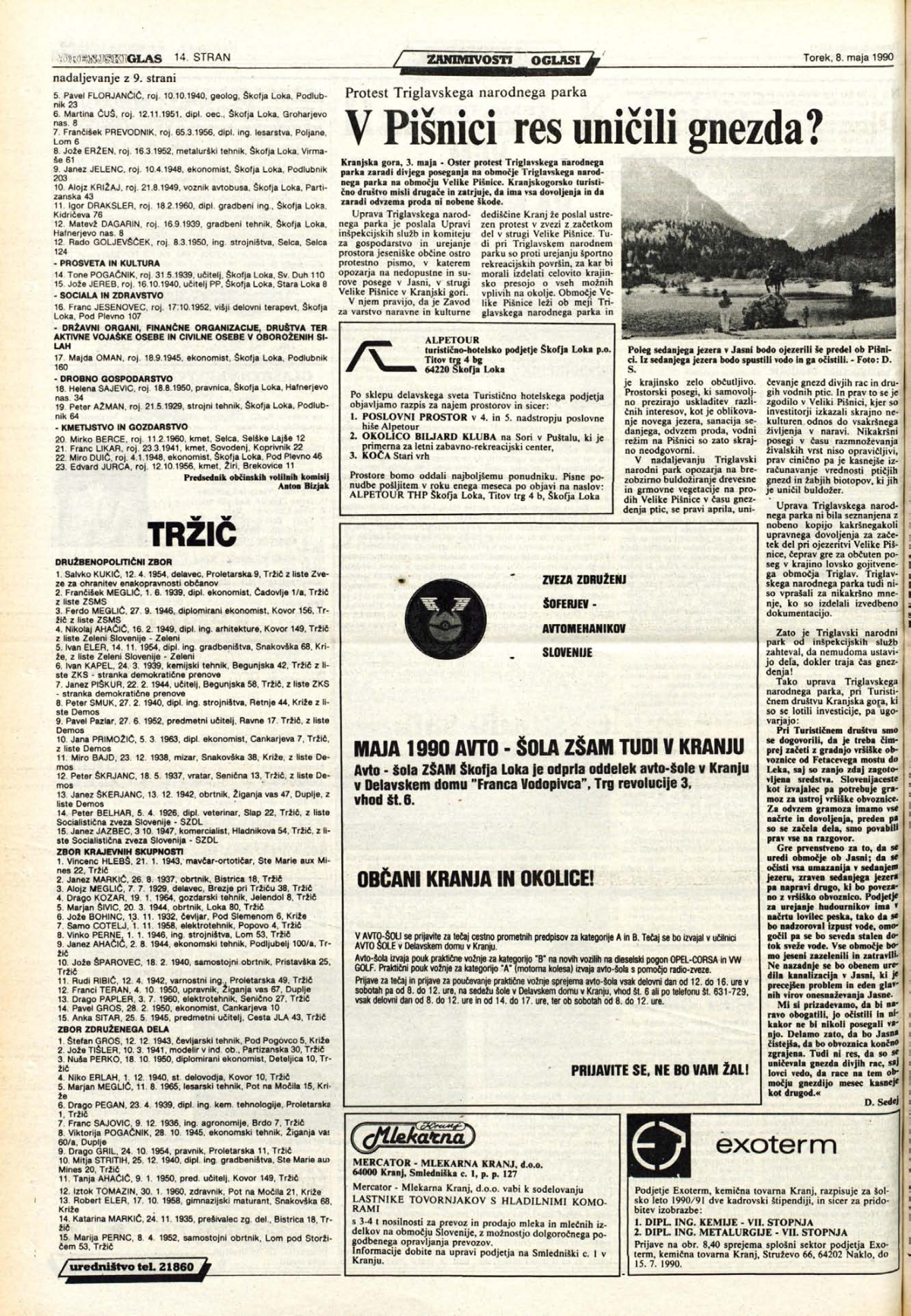 Konec škofjeloškega in tržiški volilni izid