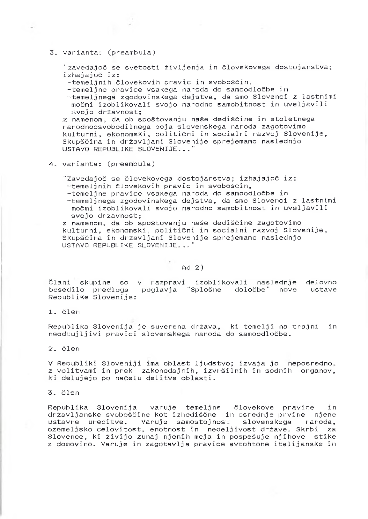 NOB in splošnejša dediščina v različicah preambule
