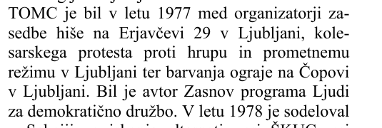 Izrez objavljene analize SDV o Gregorju Tomcu in zasedbi Erjavčeve 29
