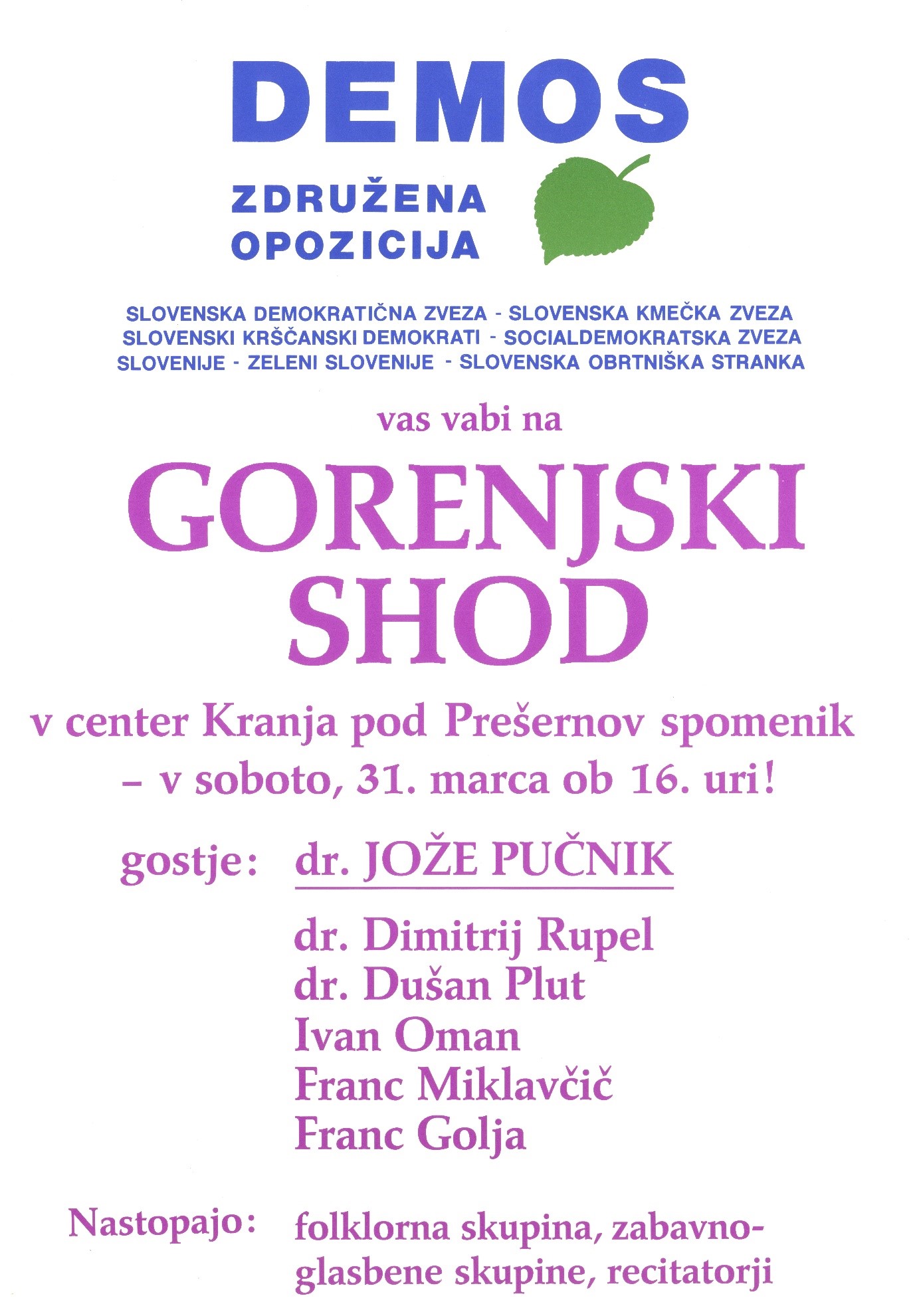 Plakat velikega gorenjskega shoda